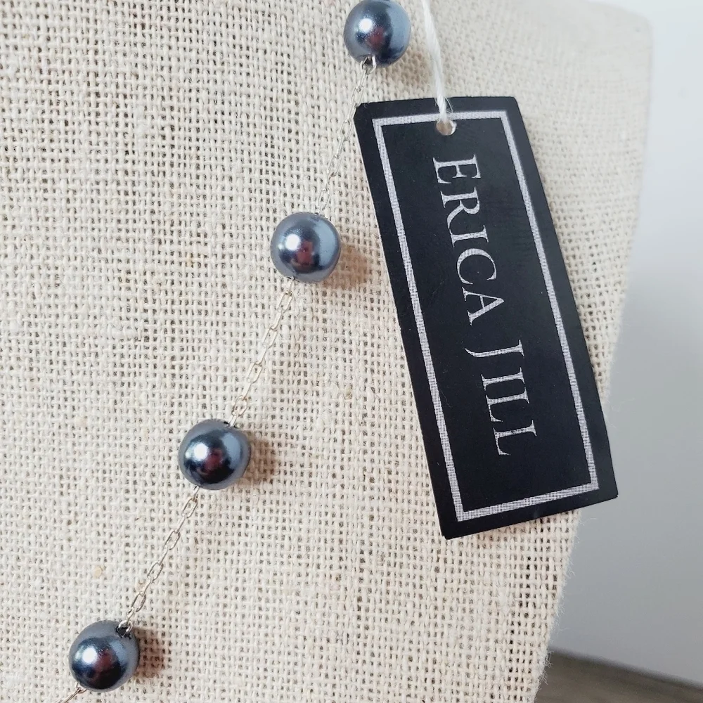 ERICA‎ JILL PEARL NECKLACE CHOKER SILVER NEW